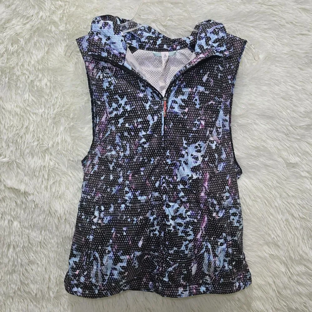 Lululemon Pack It Vest Floral Sport Tranquil Blue Multi Stow Away Zip Hooded 6